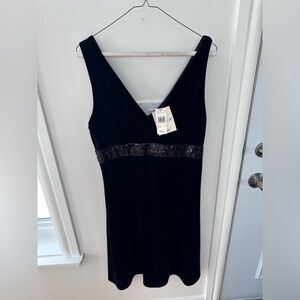 Sears Black Midi Dress with Sequin Detail VELVET NWT Vintage